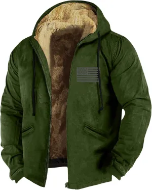 Mens Fuzzy Sherpa Jacket Long Sleeve Fleece Zip Up Coat Faux Tactical Jackets Windproof Varsity Coat Plus Size