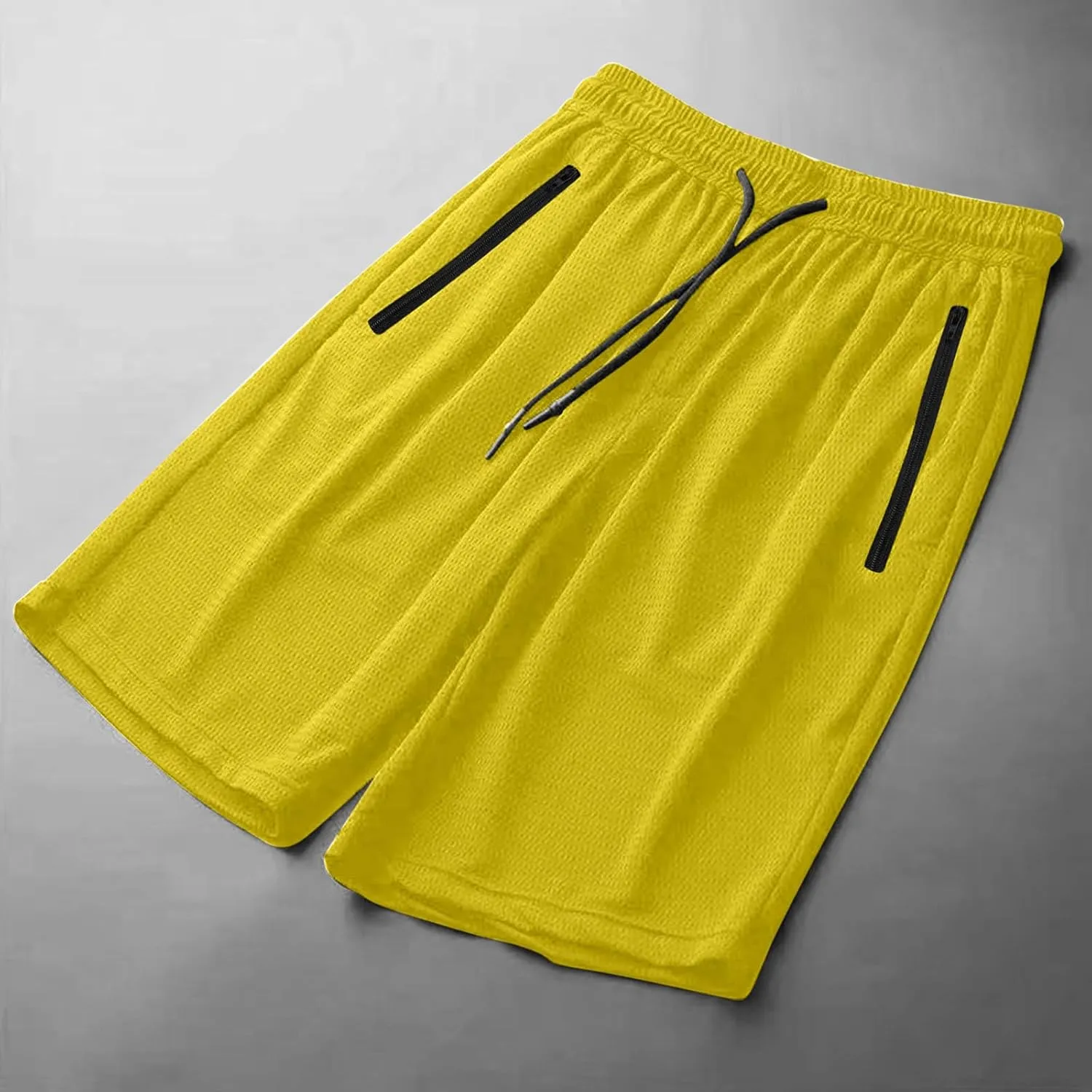 Mens Gym Shorts Mesh Breathable Quick-Dry Basketball Shorts Lightweight Running Sport Half Pants with Zipper Pockets