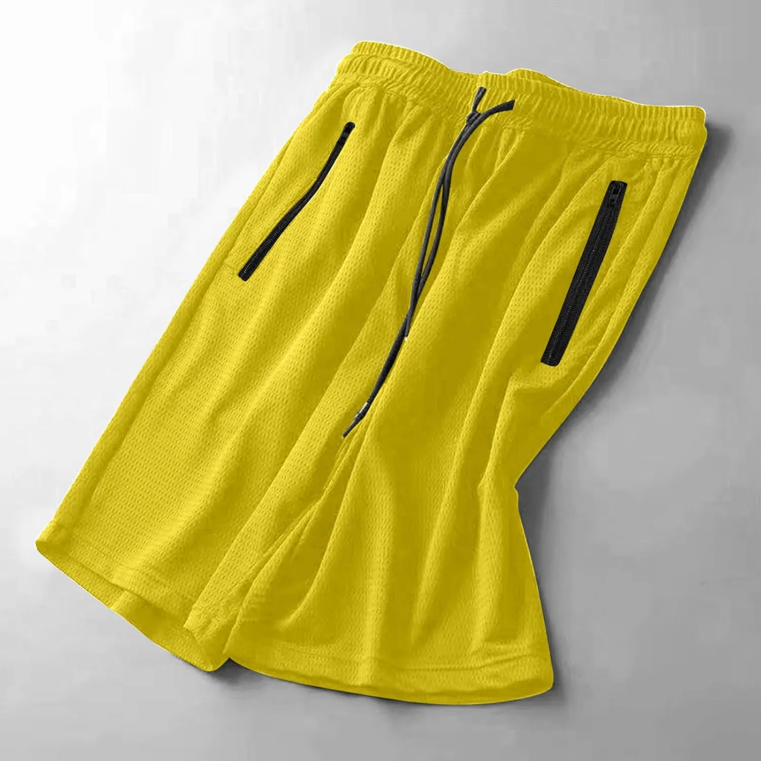 Mens Gym Shorts Mesh Breathable Quick-Dry Basketball Shorts Lightweight Running Sport Half Pants with Zipper Pockets