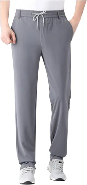 Men's Ice Silk Bottom Sweatpants Baggy Pants Athletic Cozy with Pockets Trousers Joggers High Stitched Crease