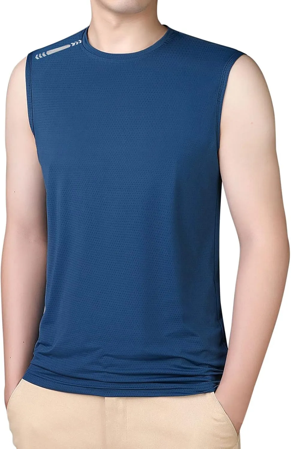Men's Ice Silk Sport Tank Top Sleeveless Quick Dry Training Shirt Lightweight Breathable Gym Workout Cooling Muscle Shirt