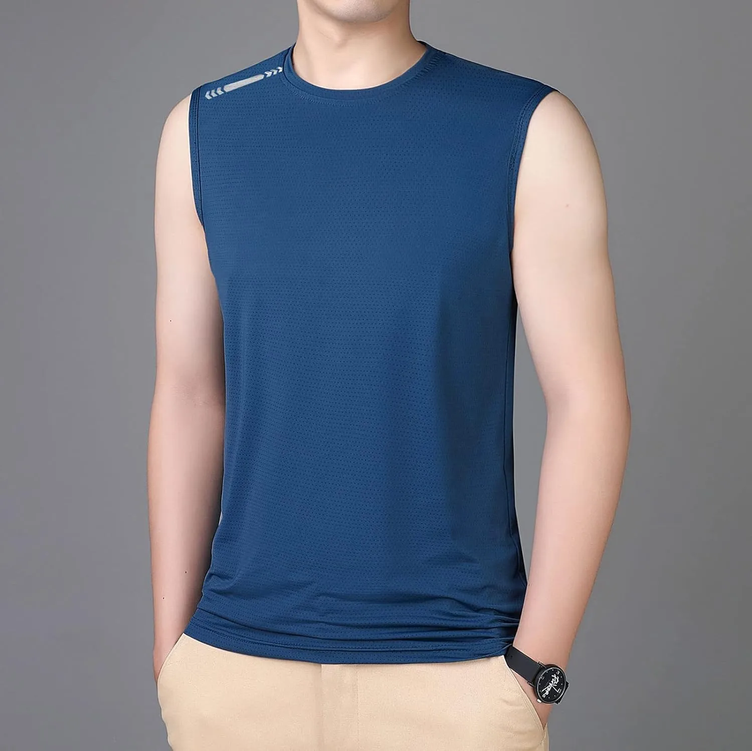 Men's Ice Silk Sport Tank Top Sleeveless Quick Dry Training Shirt Lightweight Breathable Gym Workout Cooling Muscle Shirt