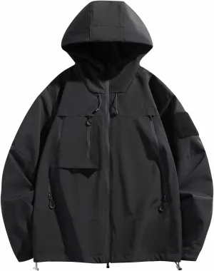 Mens Jacket Winter Zip Up Hoodies Casual Fashion Loose Pockets Windproof Long Sleeve Coat