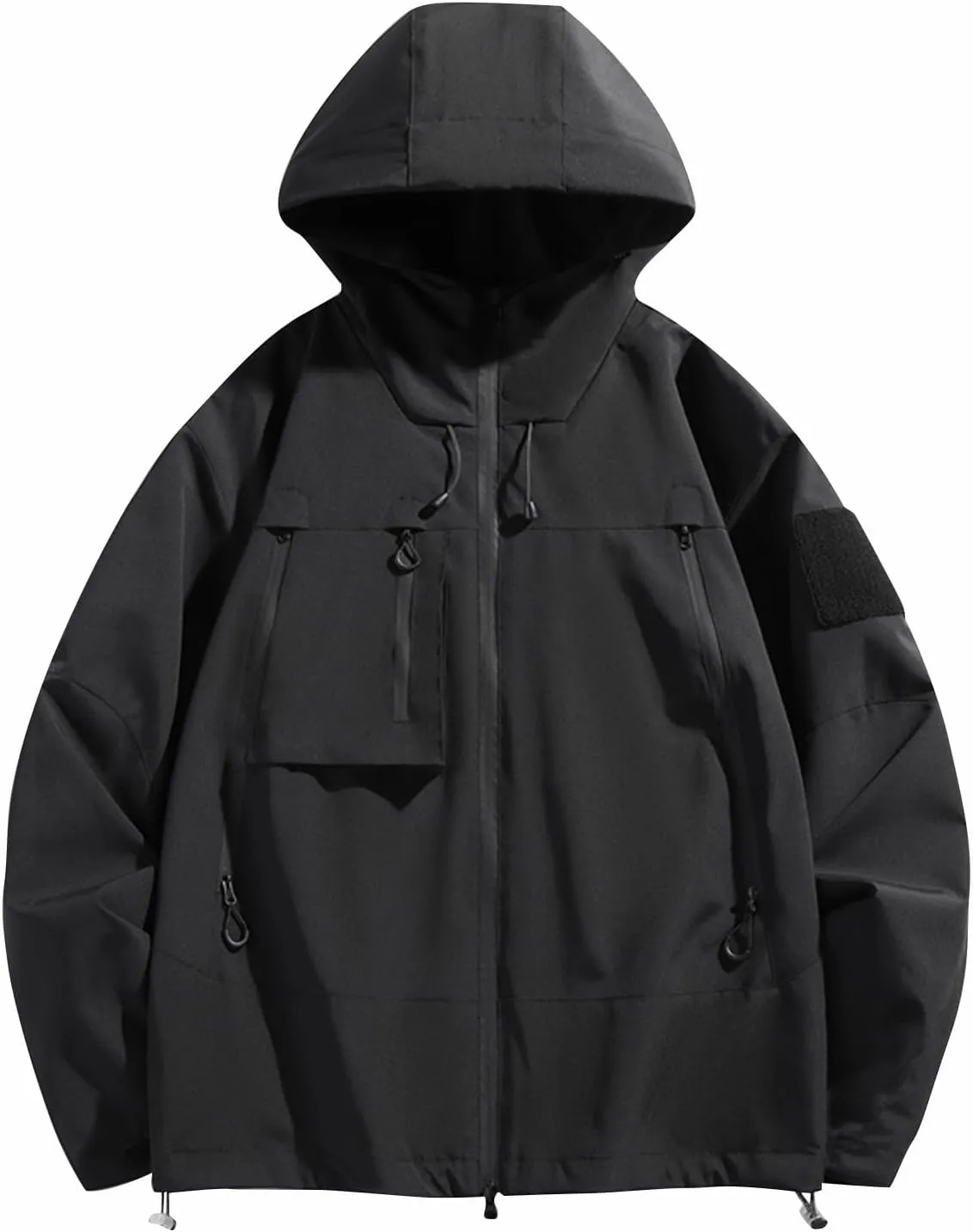 Mens Jacket Winter Zip Up Hoodies Casual Fashion Loose Pockets Windproof Long Sleeve Coat