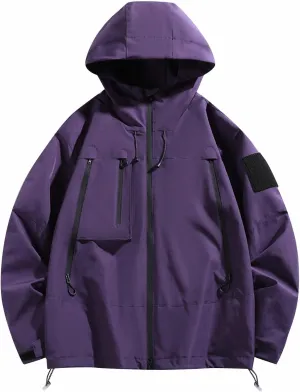 Mens Jacket Winter Zip Up Hoodies Casual Fashion Loose Pockets Windproof Long Sleeve Coat