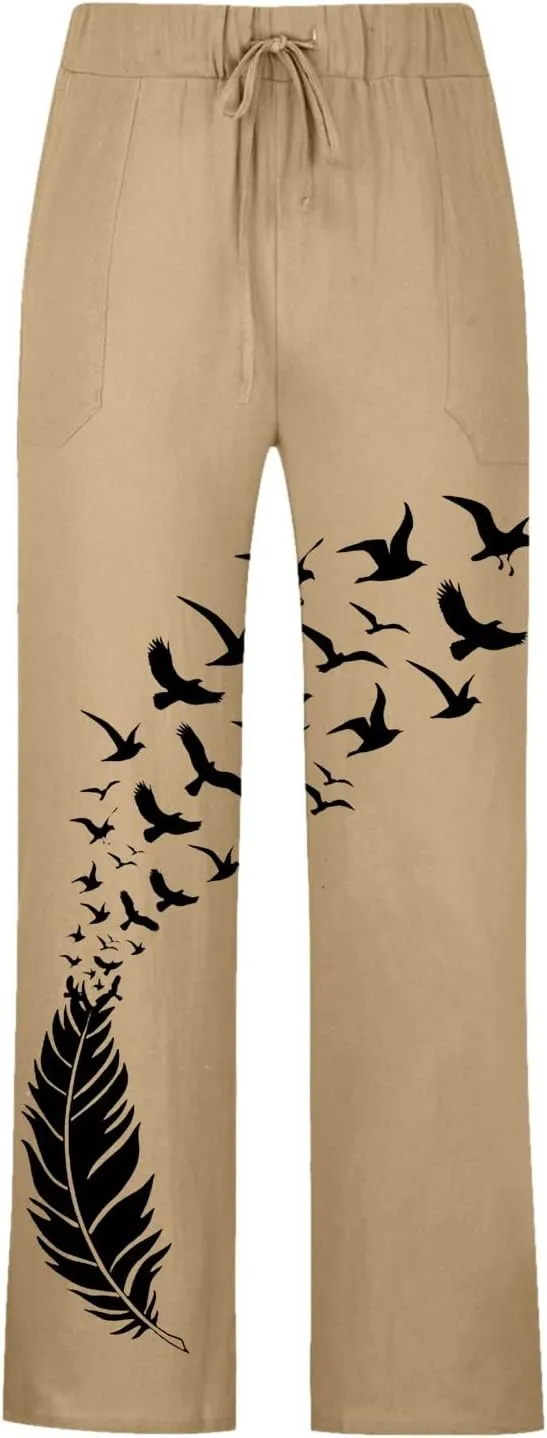 Men's Japanese Wide Leg Lounge Pants Casual Baggy Drawstring Elastic Waist Yoga Beach Pants Graphic Print Sweatpants