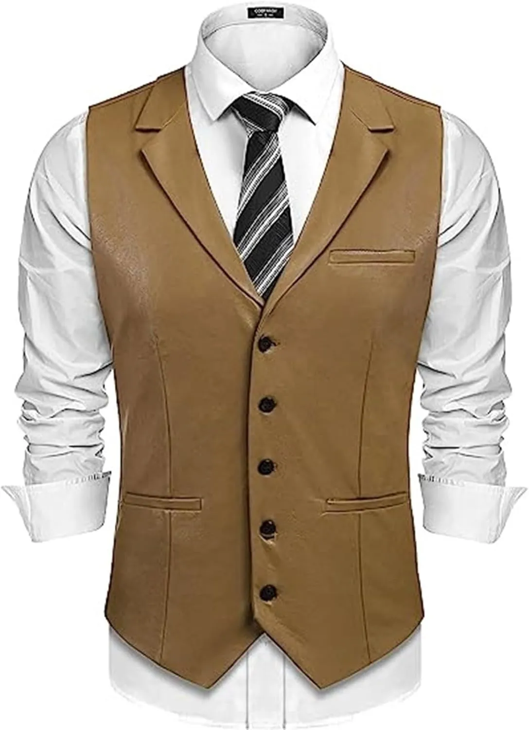 Men's Leather Suit Vest Casual Slim Fit Western Cowboy Suit Vest Jacket Club Style Motorcycle Protective Coat Vest