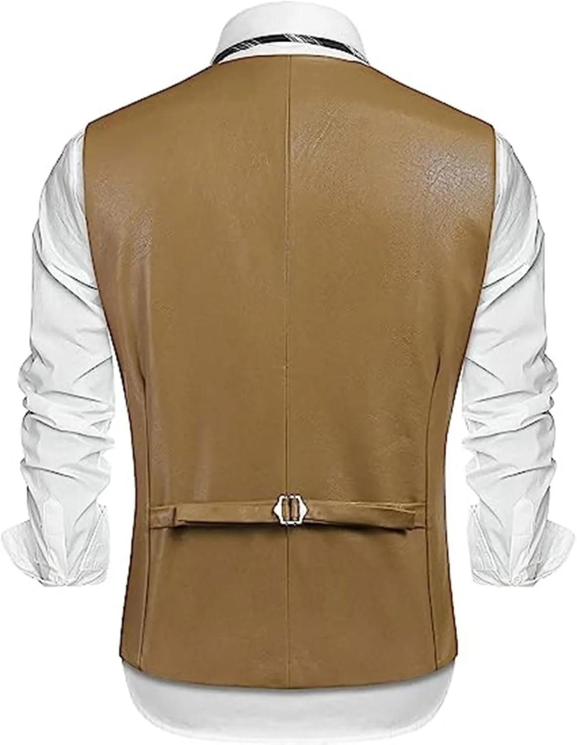 Men's Leather Suit Vest Casual Slim Fit Western Cowboy Suit Vest Jacket Club Style Motorcycle Protective Coat Vest