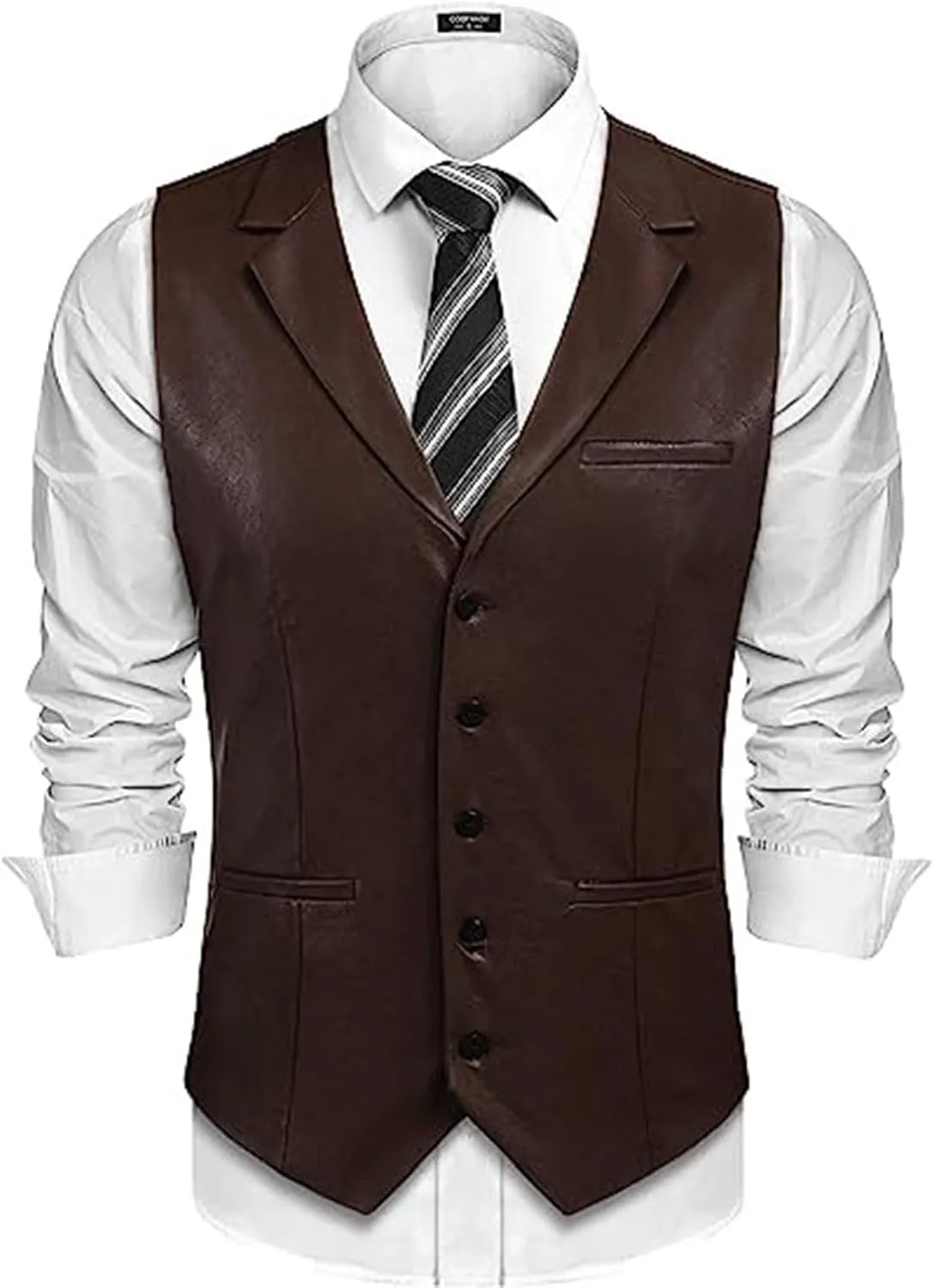 Men's Leather Suit Vest Casual Slim Fit Western Cowboy Suit Vest Jacket Club Style Motorcycle Protective Coat Vest