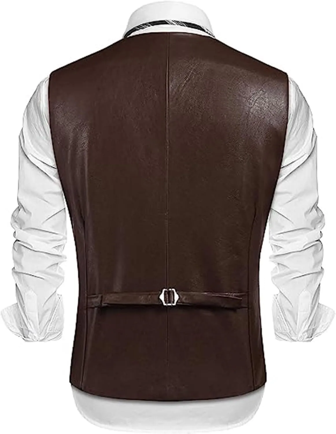 Men's Leather Suit Vest Casual Slim Fit Western Cowboy Suit Vest Jacket Club Style Motorcycle Protective Coat Vest