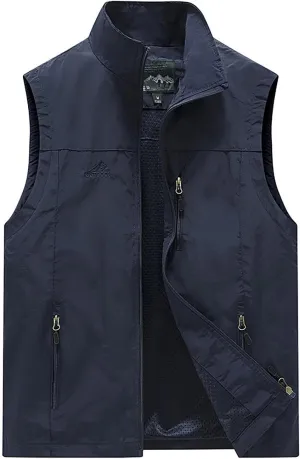 Mens Lightweight Softshell Vest Casual Sleeveless Windproof Jacket Work Fishing Travel Hiking Golf Utility Vest