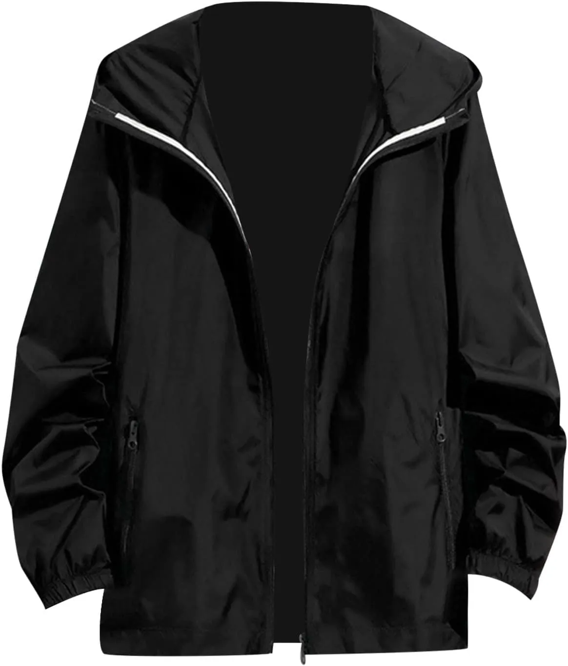 Mens Lightweight Windbreaker Hooded Jackets Casual Zip Up Waterproof Raincoat Jacket with Hood Outdoor Hiking Cycling