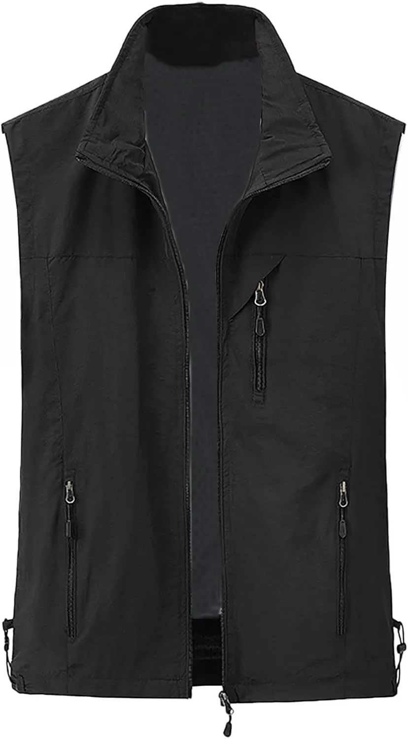 Men's Lightweight Windproof Vest Casual Full Zip Sleeveless Jacket Hiking Travel Running Sports Golf Outerwear