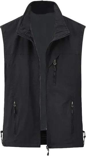 Men's Lightweight Windproof Vest Casual Full Zip Sleeveless Jacket Hiking Travel Running Sports Golf Outerwear