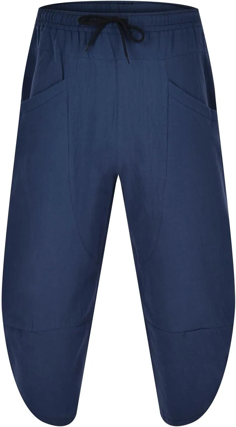 Men's Linen Harlan Lightweight Elastic Waist Wide Leg Casual Loose Beach Chinos Pants Men