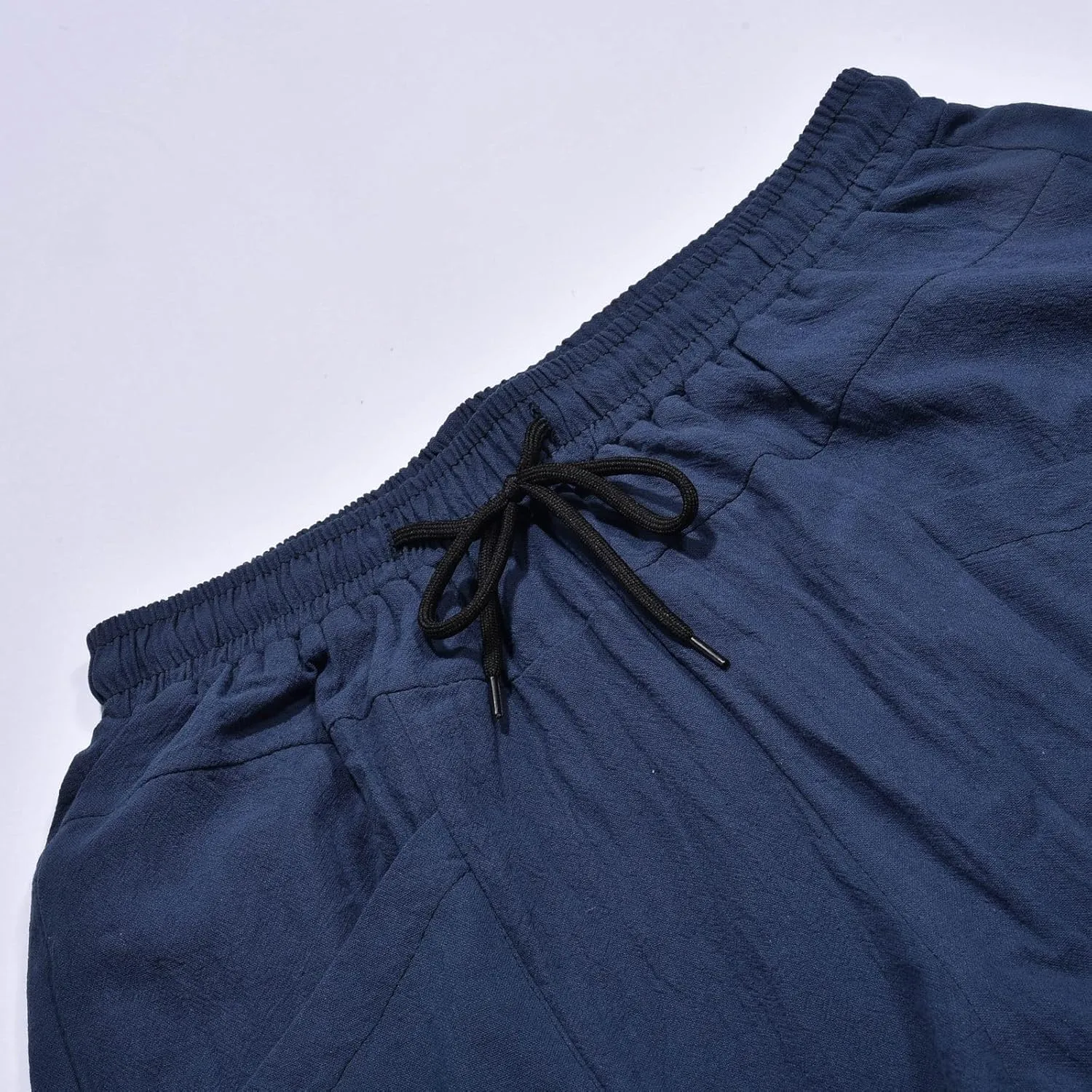 Men's Linen Harlan Lightweight Elastic Waist Wide Leg Casual Loose Beach Chinos Pants Men