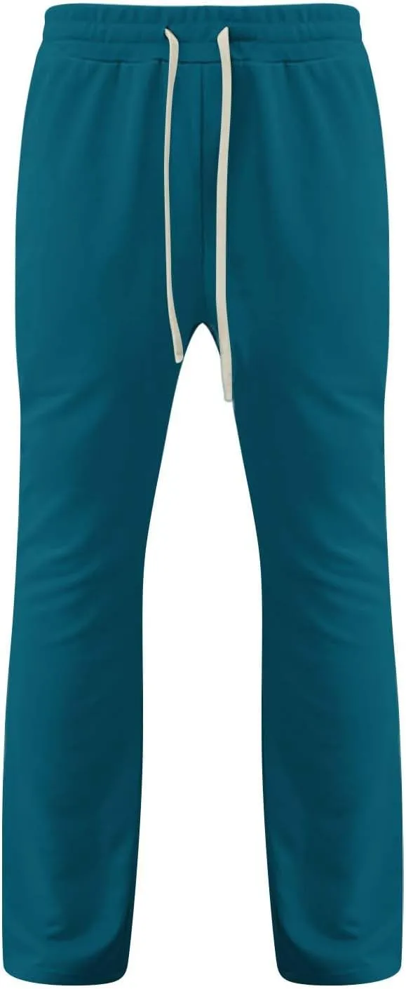 Mens Linen Stacked Flared Sweatpants Loose Fit Casual Hip Hop Wide Leg Peasant Pant Outdoor Athletic Bell Bottom Pant