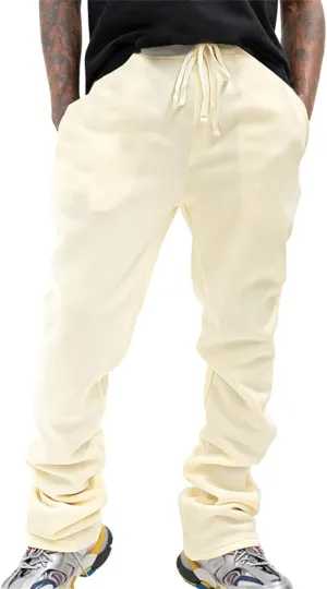 Mens Linen Stacked Flared Sweatpants Loose Fit Casual Hip Hop Wide Leg Peasant Pant Outdoor Athletic Bell Bottom Pant