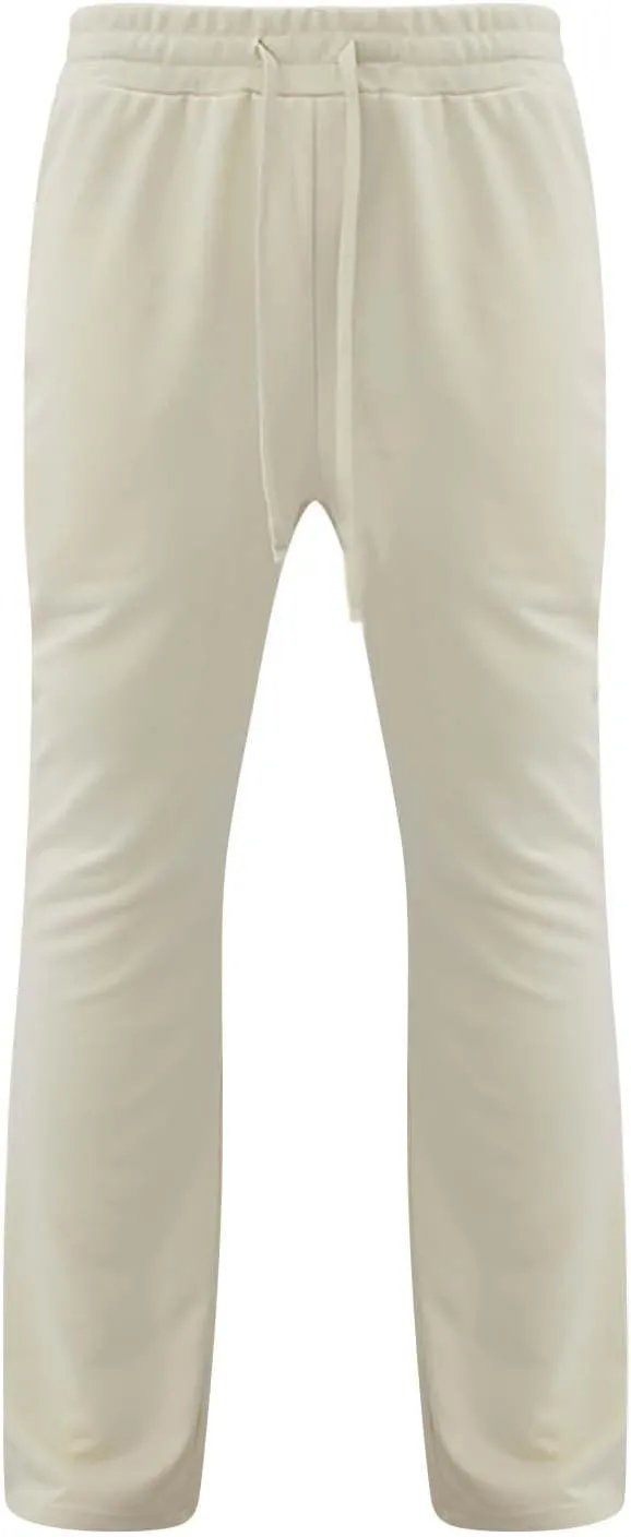 Mens Linen Stacked Flared Sweatpants Loose Fit Casual Hip Hop Wide Leg Peasant Pant Outdoor Athletic Bell Bottom Pant
