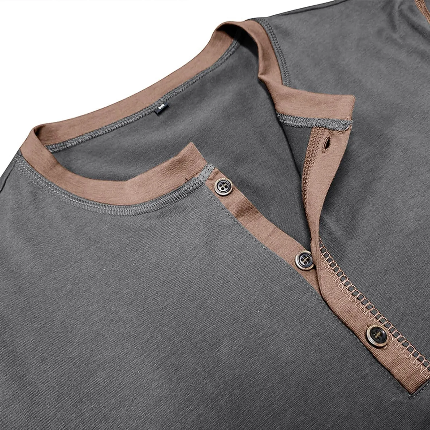 Mens Long Sleeve Muscle T Shirts Athletic Fit Henley Shirts Casual Button Crewneck Longline Gym Workout Tee Shirts