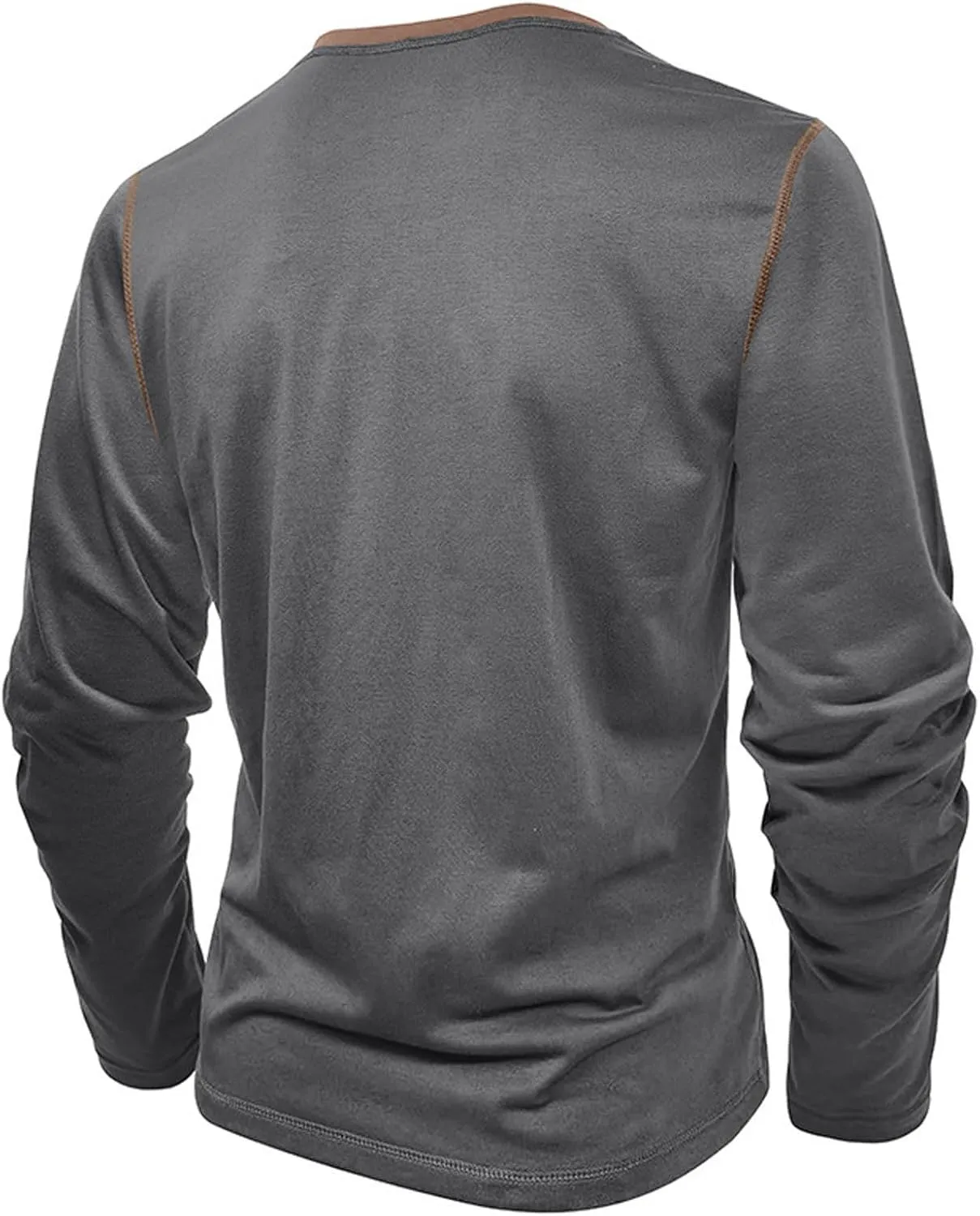 Mens Long Sleeve Muscle T Shirts Athletic Fit Henley Shirts Casual Button Crewneck Longline Gym Workout Tee Shirts