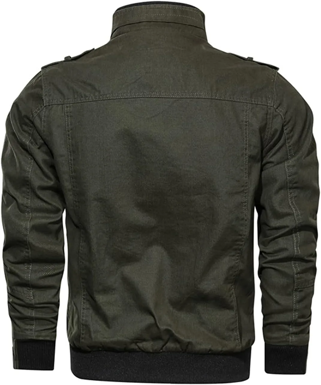 Mens Multi Pockets Tactical Jackets Military Zip Up Jackets Stand Collar Casual Loose Sports Coat Cargo Windbreaker