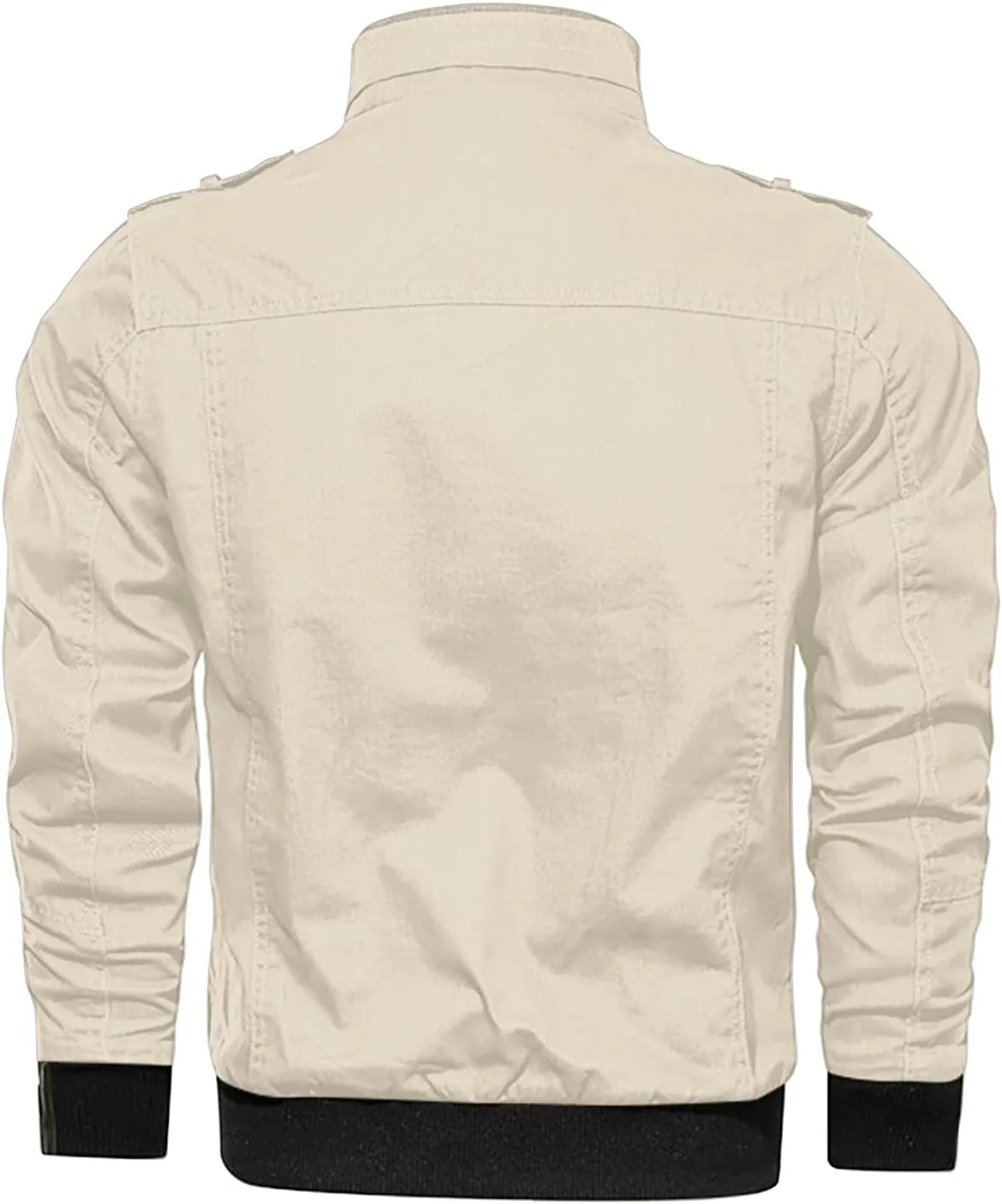Mens Multi Pockets Tactical Jackets Military Zip Up Jackets Stand Collar Casual Loose Sports Coat Cargo Windbreaker