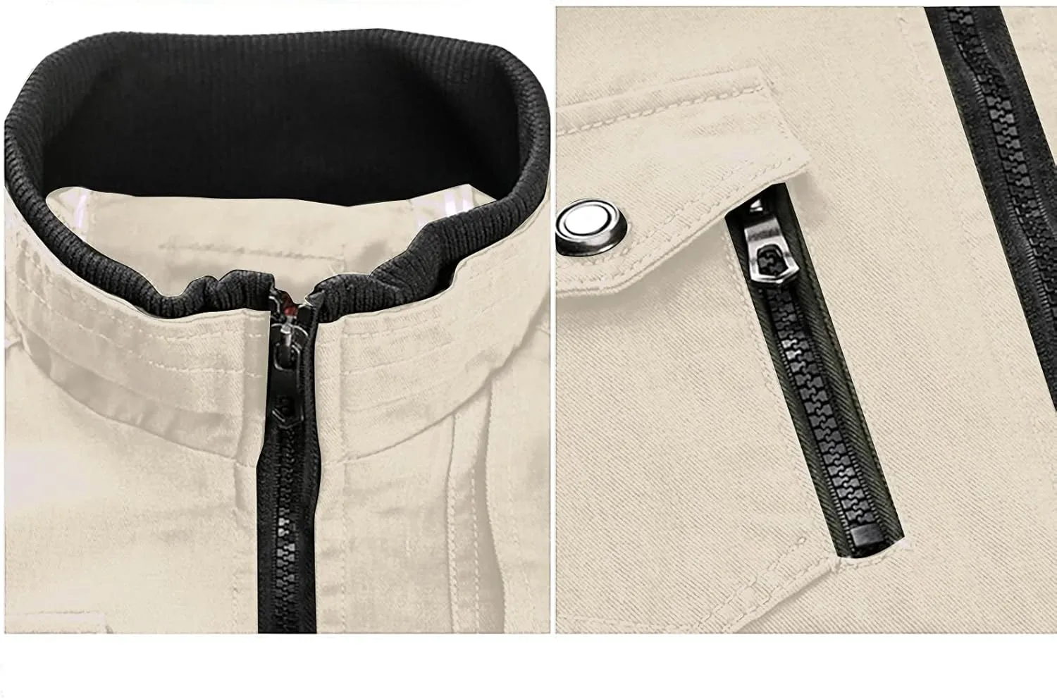 Mens Multi Pockets Tactical Jackets Military Zip Up Jackets Stand Collar Casual Loose Sports Coat Cargo Windbreaker
