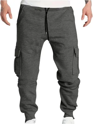 Men's Outdoor Cargo Pants Lightweight Jogger Pants Casual Fashion Pants Drawstring Work Pant Fall Belted Foot Pants