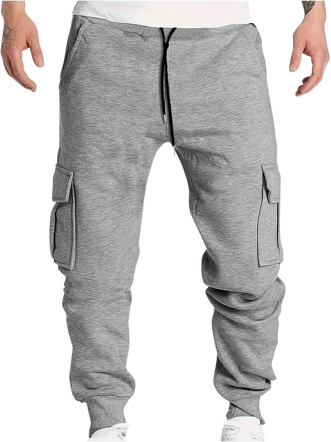 Men's Outdoor Cargo Pants Lightweight Jogger Pants Casual Fashion Pants Drawstring Work Pant Fall Belted Foot Pants