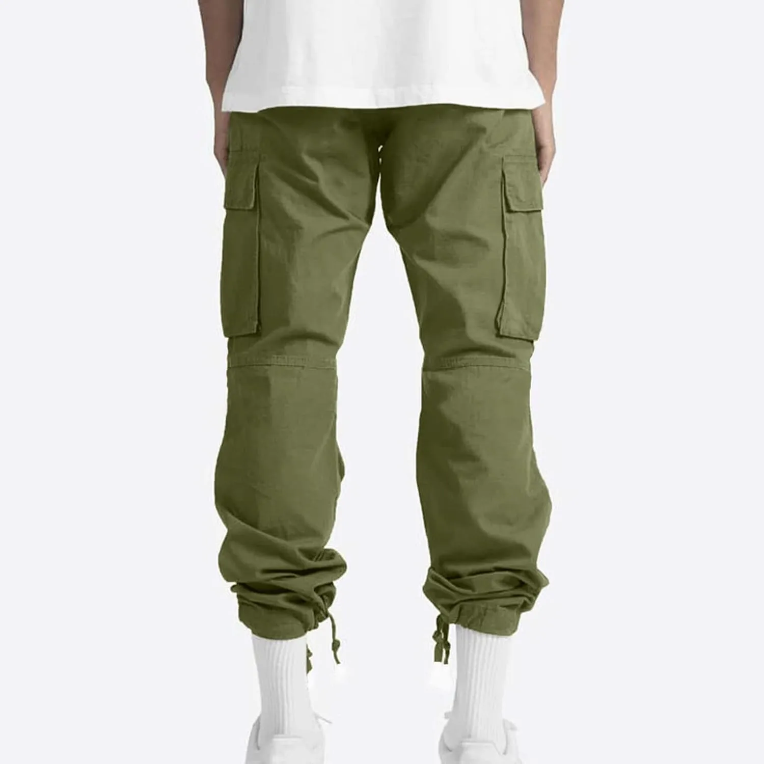 Mens Outdoor Cargo Pants Lightweight Relaxed Fit Tactical Pants Solid Camo Multi Pockets Classic Trousers