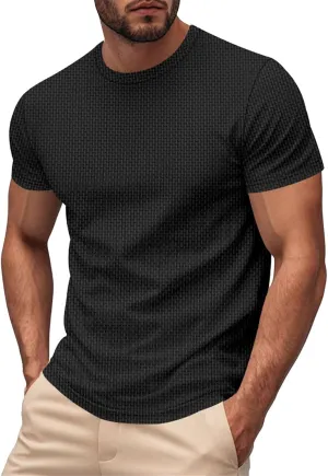Men's Pique Ice Silk T Shirt Solid Color Quick Dry Crew Neck Shirt Short Sleeve Breathable Running Hiking Summer Sports Top