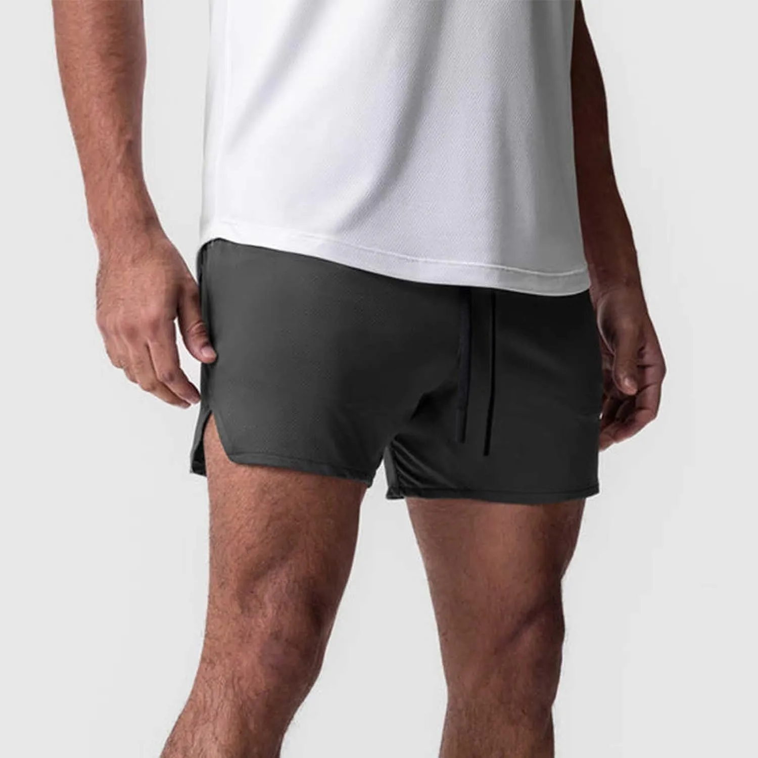 Mens Quick Dry Mesh Breathable Shorts, Drawstring Zipper Pockets Athletic Running Short, 3 Inch Workout Gym Shorts