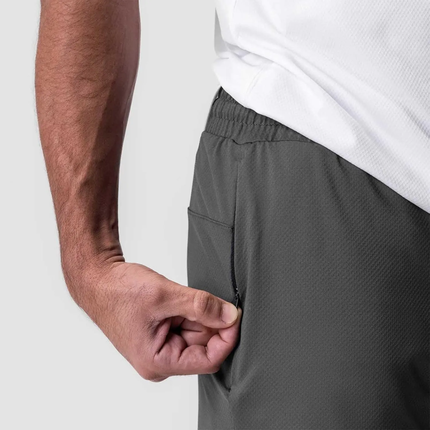 Mens Quick Dry Mesh Breathable Shorts, Drawstring Zipper Pockets Athletic Running Short, 3 Inch Workout Gym Shorts