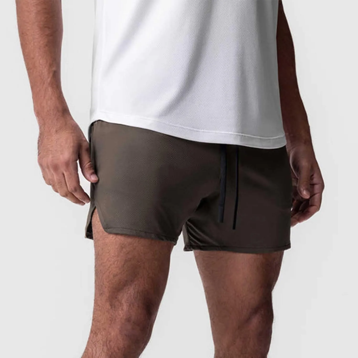 Mens Quick Dry Mesh Breathable Shorts, Drawstring Zipper Pockets Athletic Running Short, 3 Inch Workout Gym Shorts