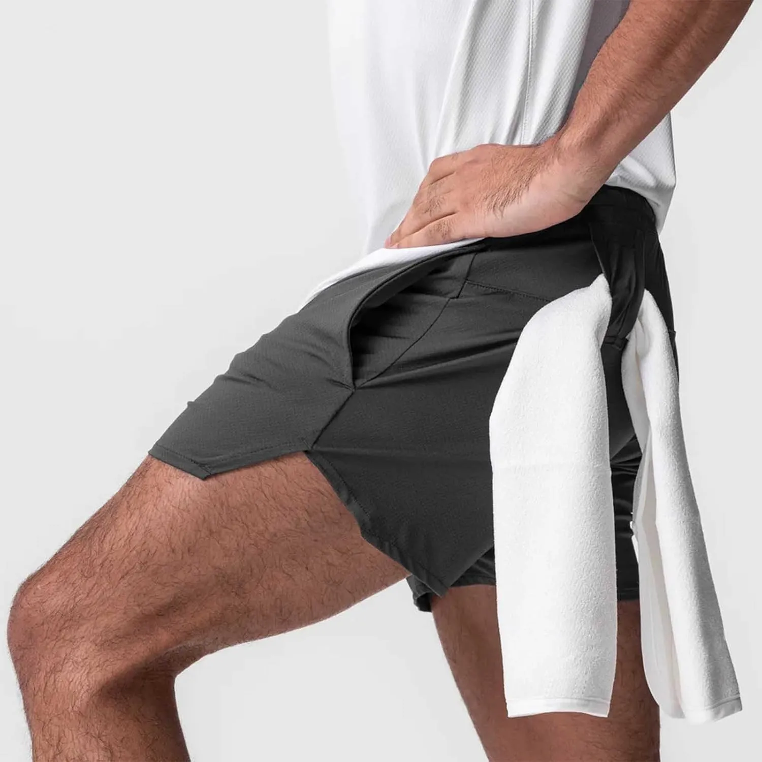 Mens Quick Dry Mesh Breathable Shorts, Drawstring Zipper Pockets Athletic Running Short, 3 Inch Workout Gym Shorts