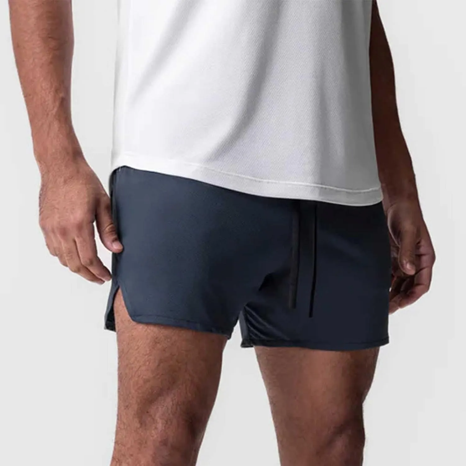 Mens Quick Dry Mesh Breathable Shorts, Drawstring Zipper Pockets Athletic Running Short, 3 Inch Workout Gym Shorts