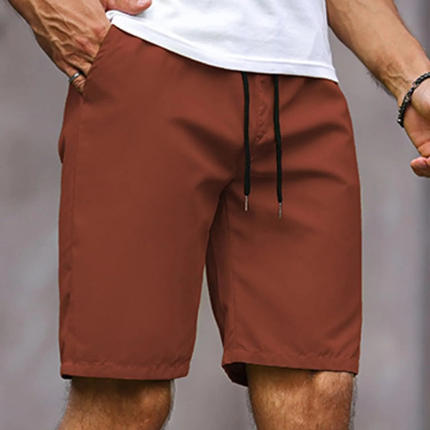 Men's Running Athletic Shorts Casual Straight Leg Drawstring Waist Workout Short Pant Summer Quick Dry Beach Shorts