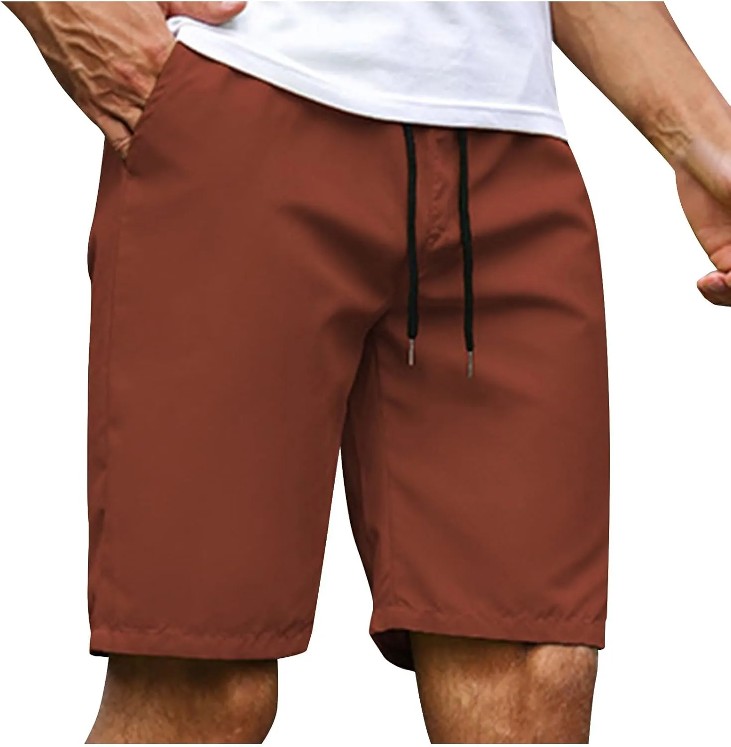 Men's Running Athletic Shorts Casual Straight Leg Drawstring Waist Workout Short Pant Summer Quick Dry Beach Shorts