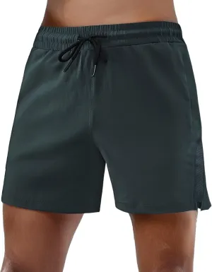 Mens Running Shorts Lightweight Elastic Wasit Stretch Summer Beach Shorts Quick Dry Breathable Basketball Pants with Pockets
