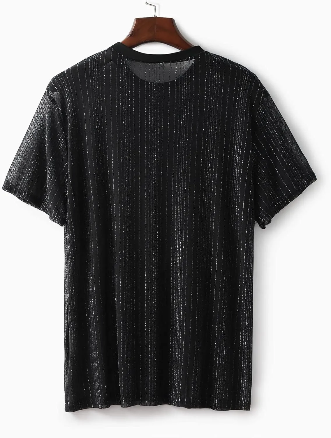 Men's Sexy Fishnet See Through Shirts Mesh Transparent Short Sleeve Mock Neck Workout Muscle T Shirt Club Party Tee Shirt