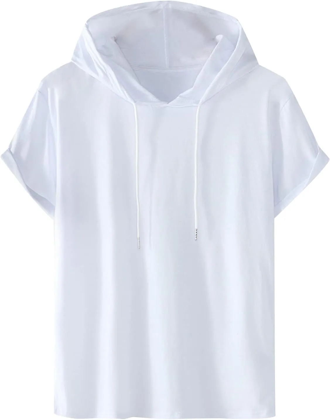 Men's Short Sleeve Hoodie Muscle Fit Sweatshirt Top Athletic Hooded T-Shirts for Men Drawstring Cool Hooded Tee