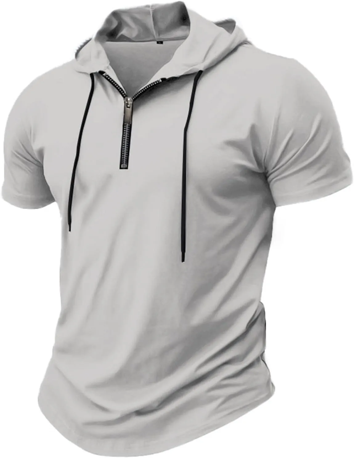Mens Short Sleeve Shirts Workout Performance Quarter Zip Pullover Hoodies Casual Quick Dry Gym Athletic Hooded Shirts