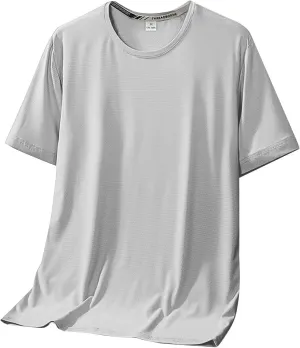 Mens Short Sleeve Tshirts Moisture Wicking Cooling Ice Silk Outdoor Hiking Tees Quick Dry Running Workout Athletic T Shirts
