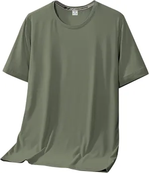 Mens Short Sleeve Tshirts Moisture Wicking Cooling Ice Silk Outdoor Hiking Tees Quick Dry Running Workout Athletic T Shirts