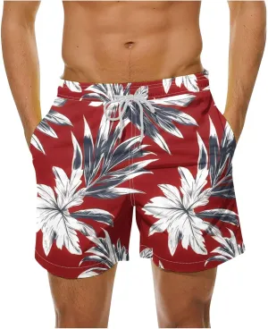 Men's Shorts 2025 Casual Hawaiian Beach Board Shorts Plus Size Men Palm Floral Boho Swim Trunks Quick Dry Lightweight