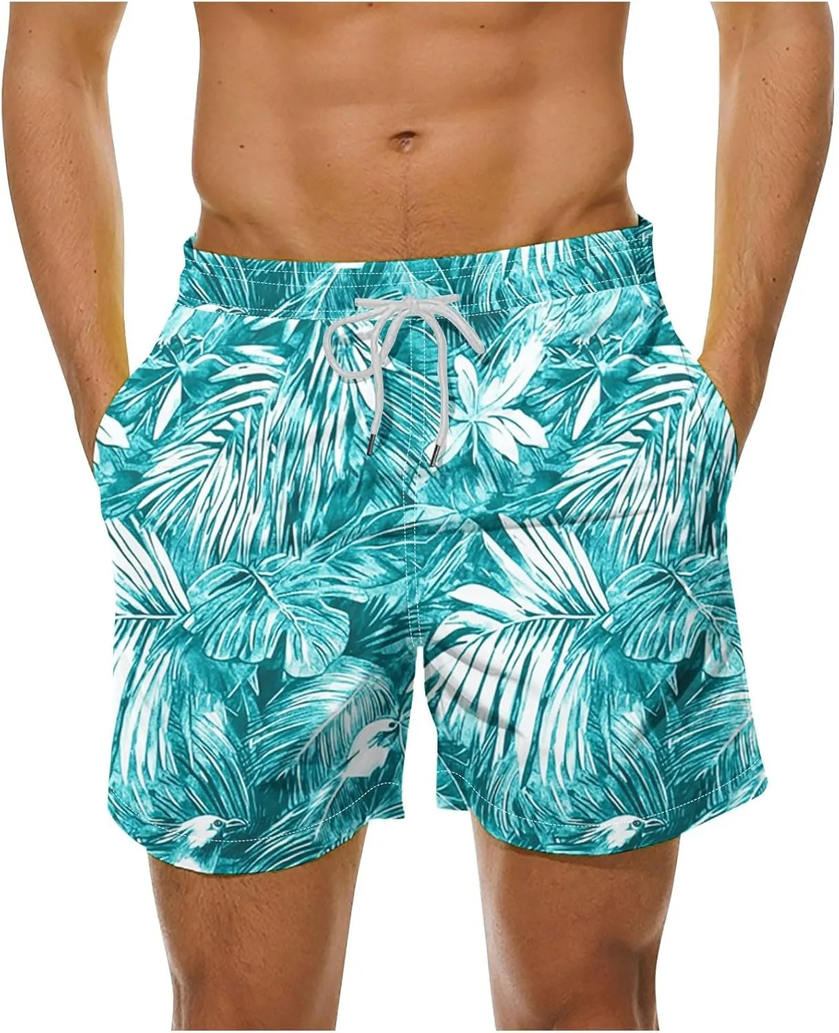 Men's Shorts 2025 Casual Hawaiian Beach Board Shorts Plus Size Men Palm Floral Boho Swim Trunks Quick Dry Lightweight