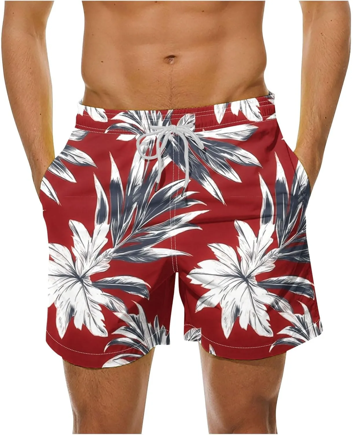 Men's Shorts 2025 Casual Hawaiian Beach Board Shorts Plus Size Men Palm Floral Boho Swim Trunks Quick Dry Lightweight