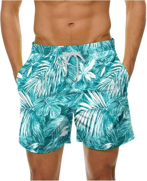 Men's Shorts 2025 Casual Hawaiian Beach Board Shorts Plus Size Men Palm Floral Boho Swim Trunks Quick Dry Lightweight