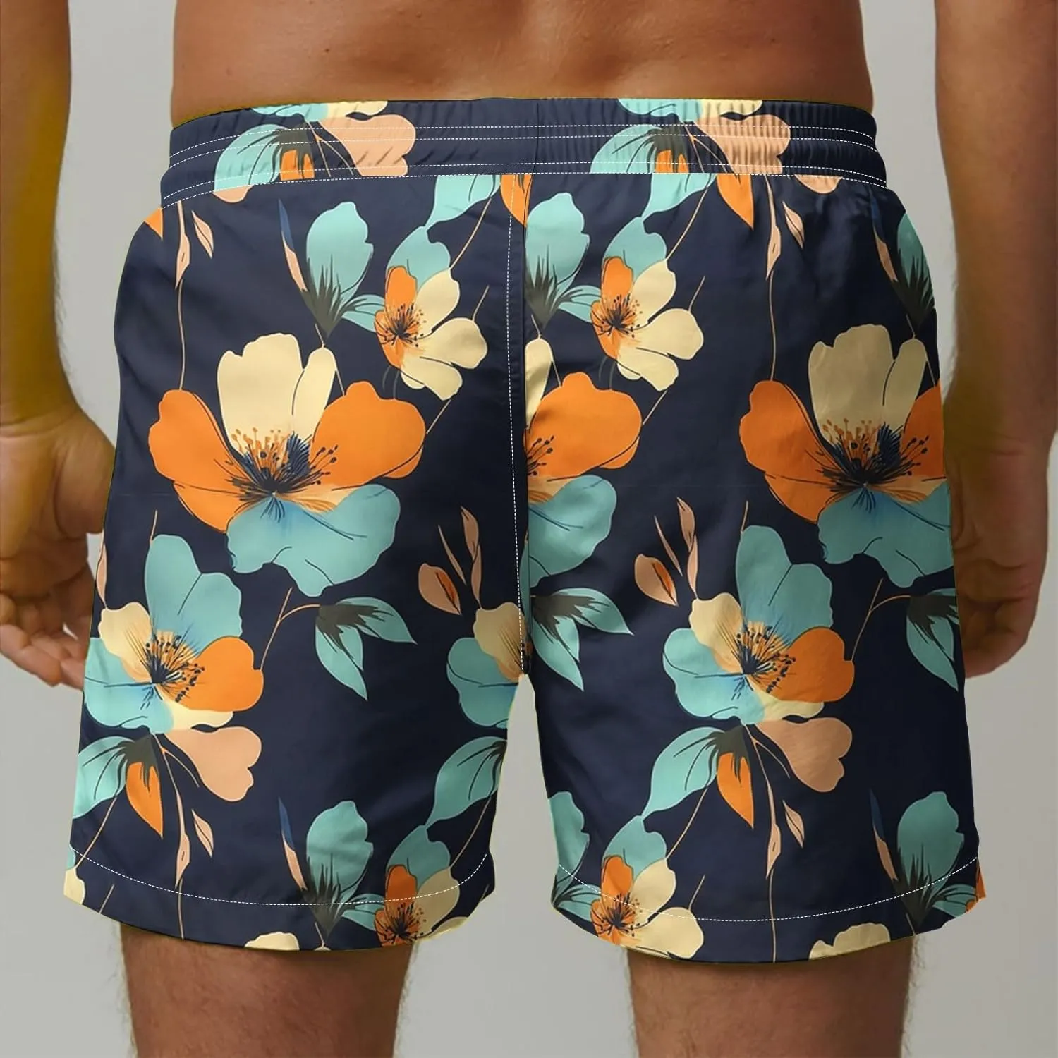 Men's Shorts 2025 Casual Hawaiian Beach Board Shorts Plus Size Men Palm Floral Boho Swim Trunks Quick Dry Lightweight